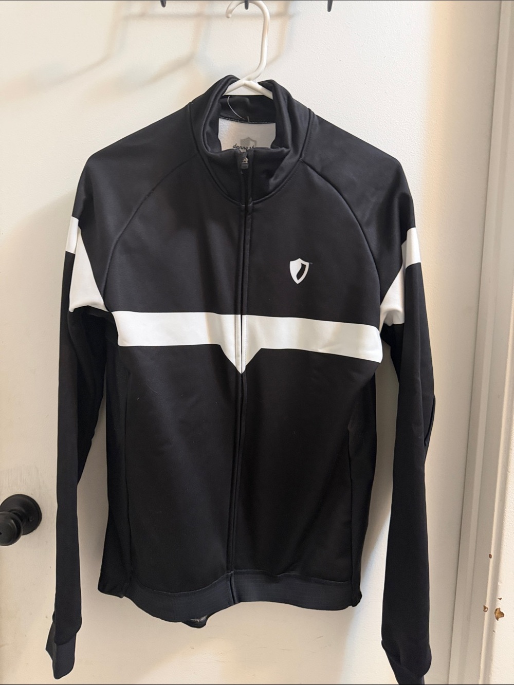 Men's Black and White Full-Zip Athletic Jacket XL